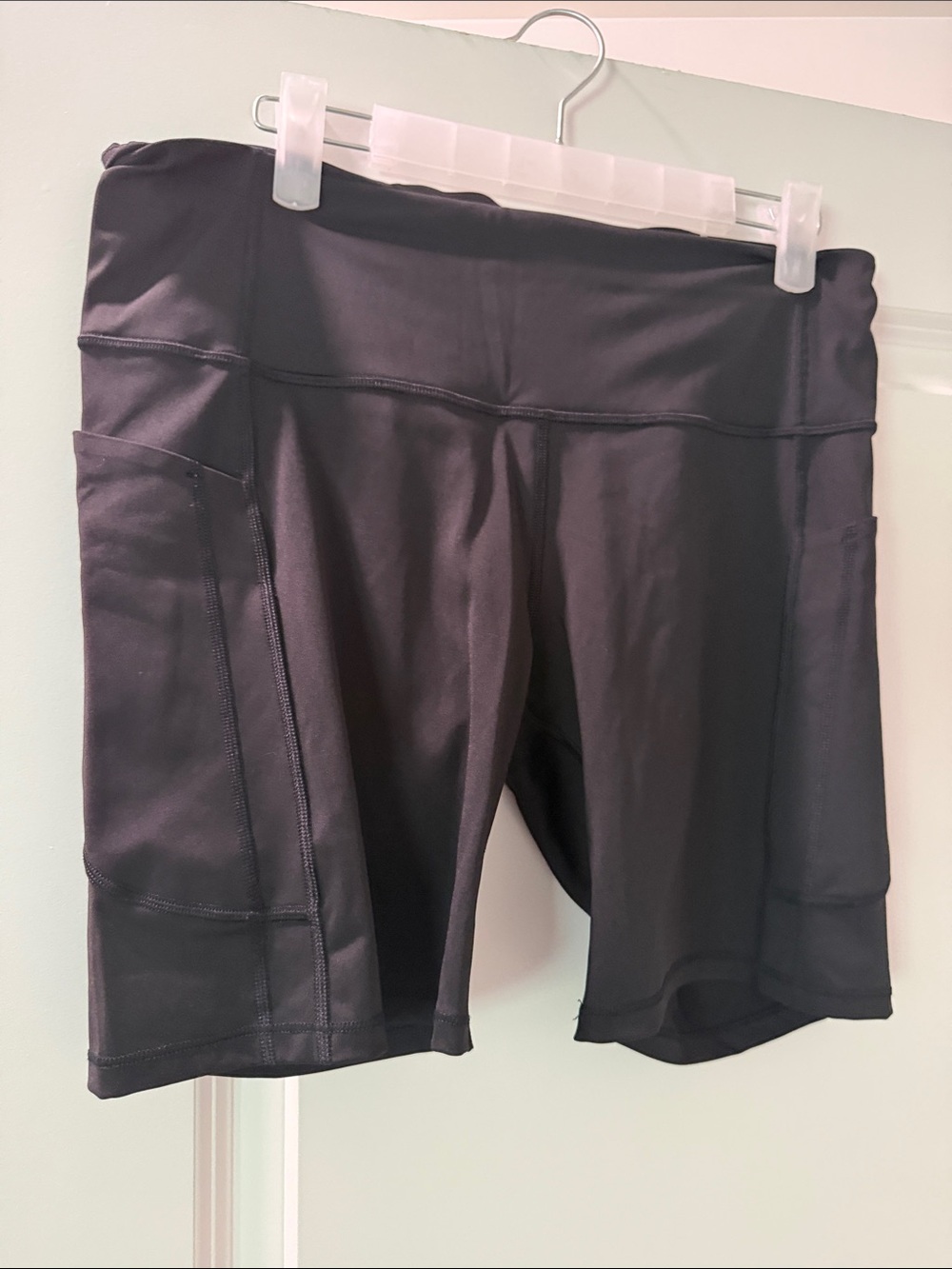 Athleta Black High-Rise Bike Shorts with Side Pockets